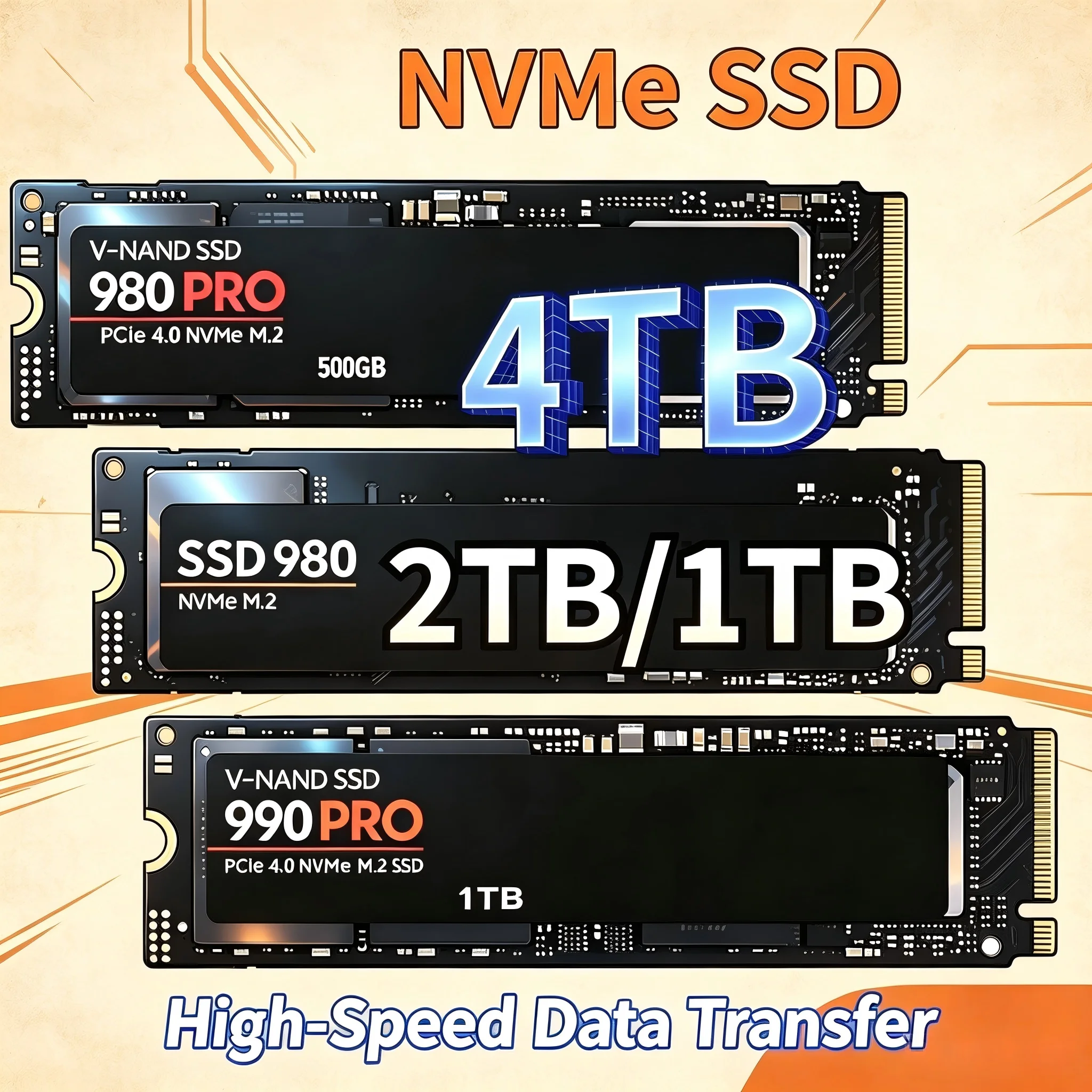 M.2 Nvme 4Tb Pcie 4.0 Ssd - 오리지널 980Pro 990Pro M.2 NVMe SSD