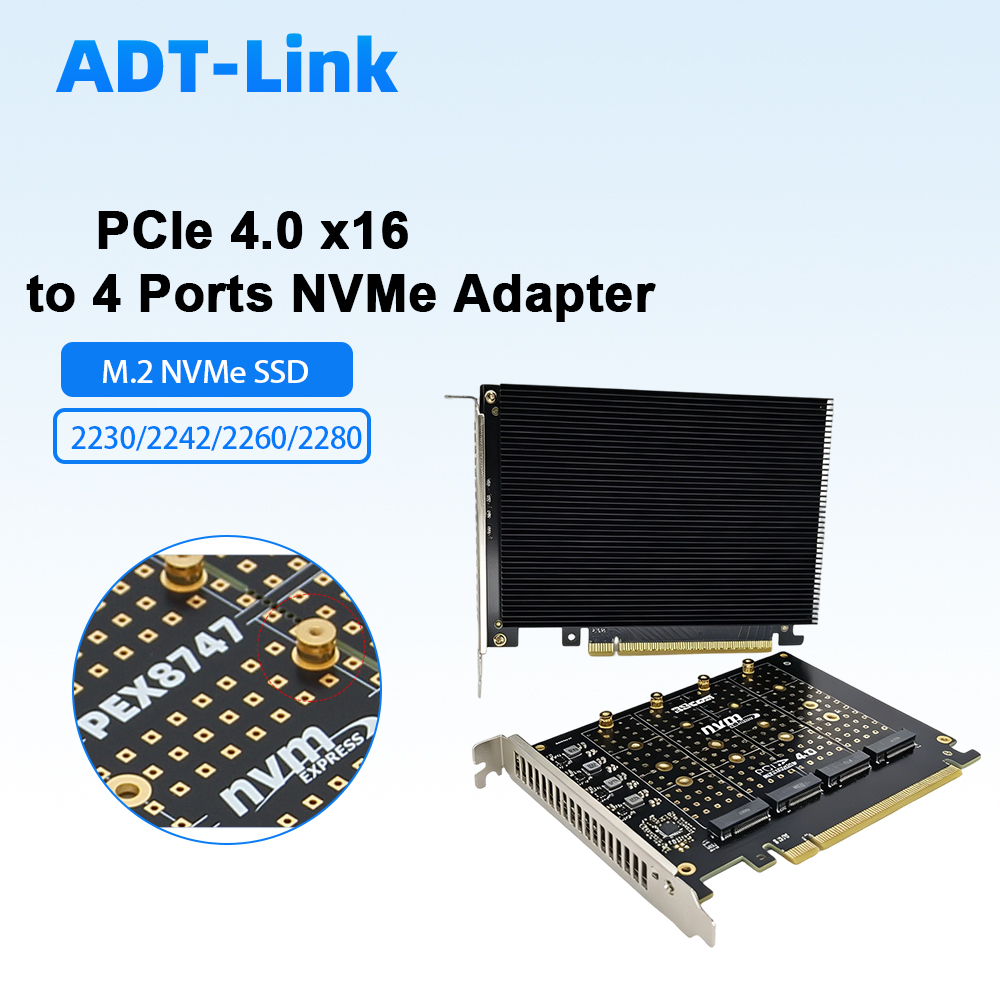 Quad M.2 Nvme Pcie Bifurcation Card - PCIe 4.0 X16 - 4포트 NVMe