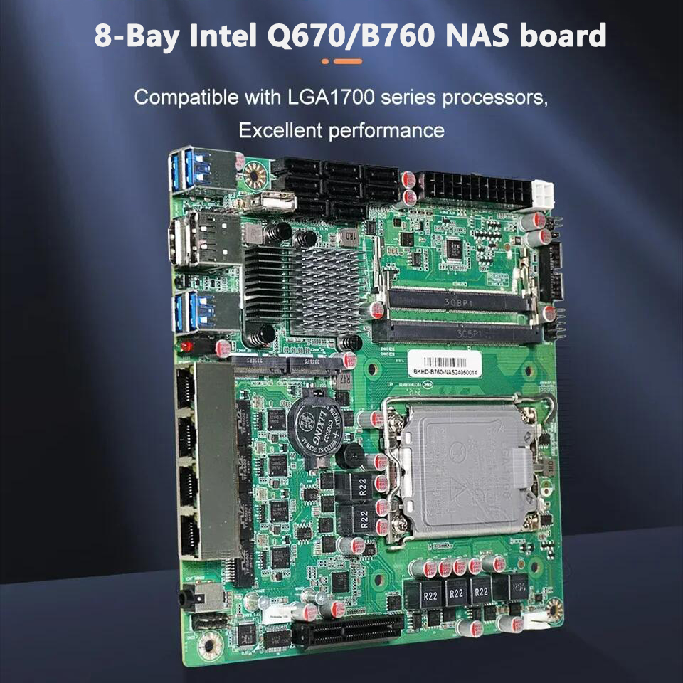 Lga 1700 Ddr5 Itx Motherboard - 토폰 Q670 B760 8베이 NAS 마더보드